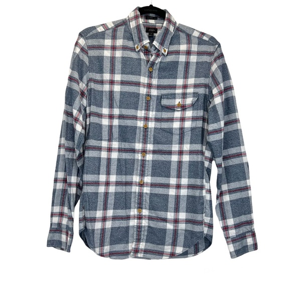 J. Crew Tops - J. Crew Flannel Shirt Small Slim Fit Grey Plaid Button Down Preppy Long Sleeve